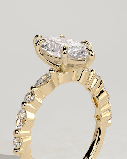 Marquise Alternating Pave Lab Grown Diamond Engagement Ring