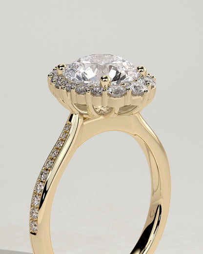 Round Halo & Pave Lab Grown Diamond Engagement Ring