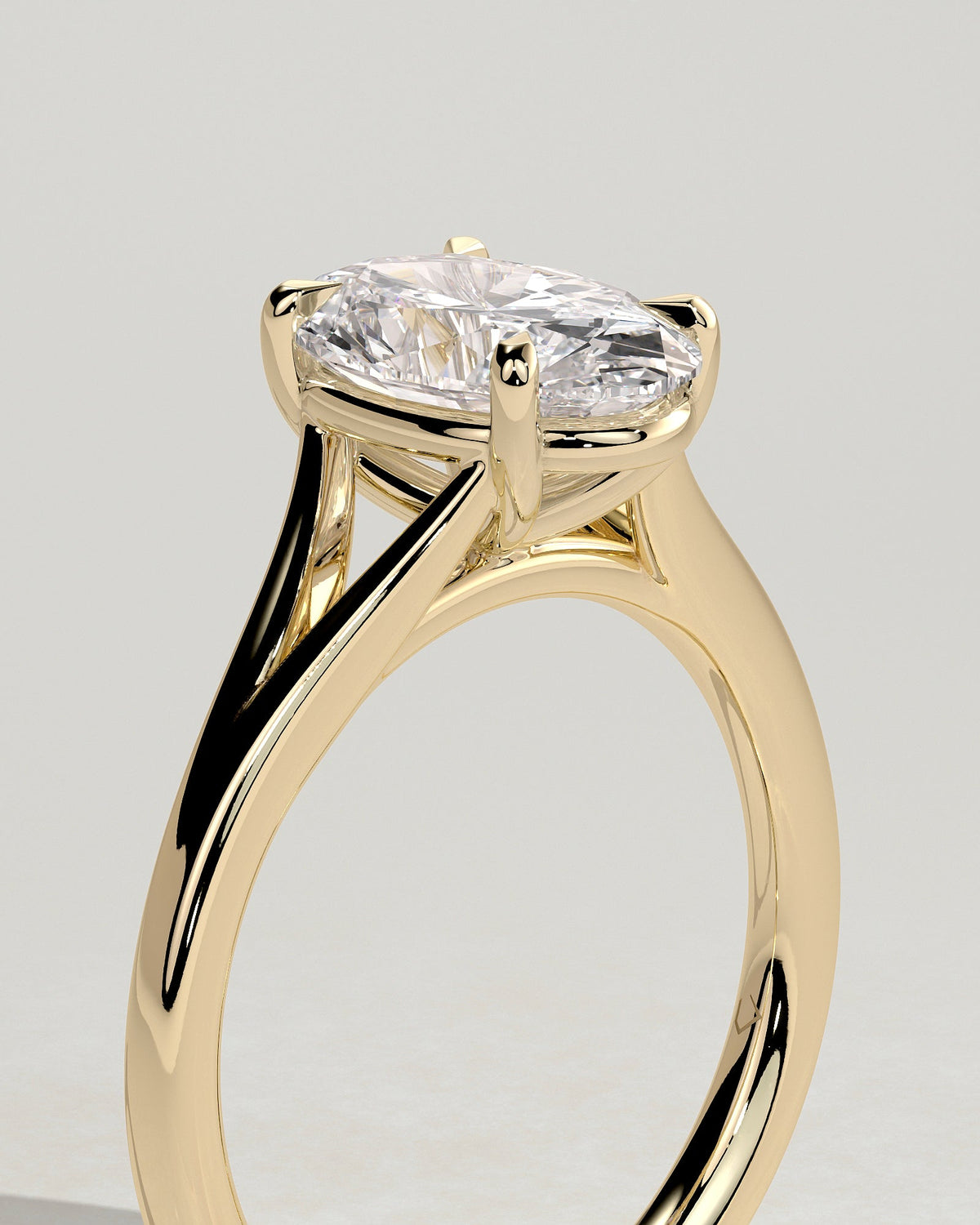 Oval Split Shank Solitaire Lab Grown Diamond Engagement Ring