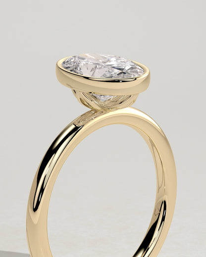 Oval Solitaire & Bezel Lab Grown Diamond Engagement Ring
