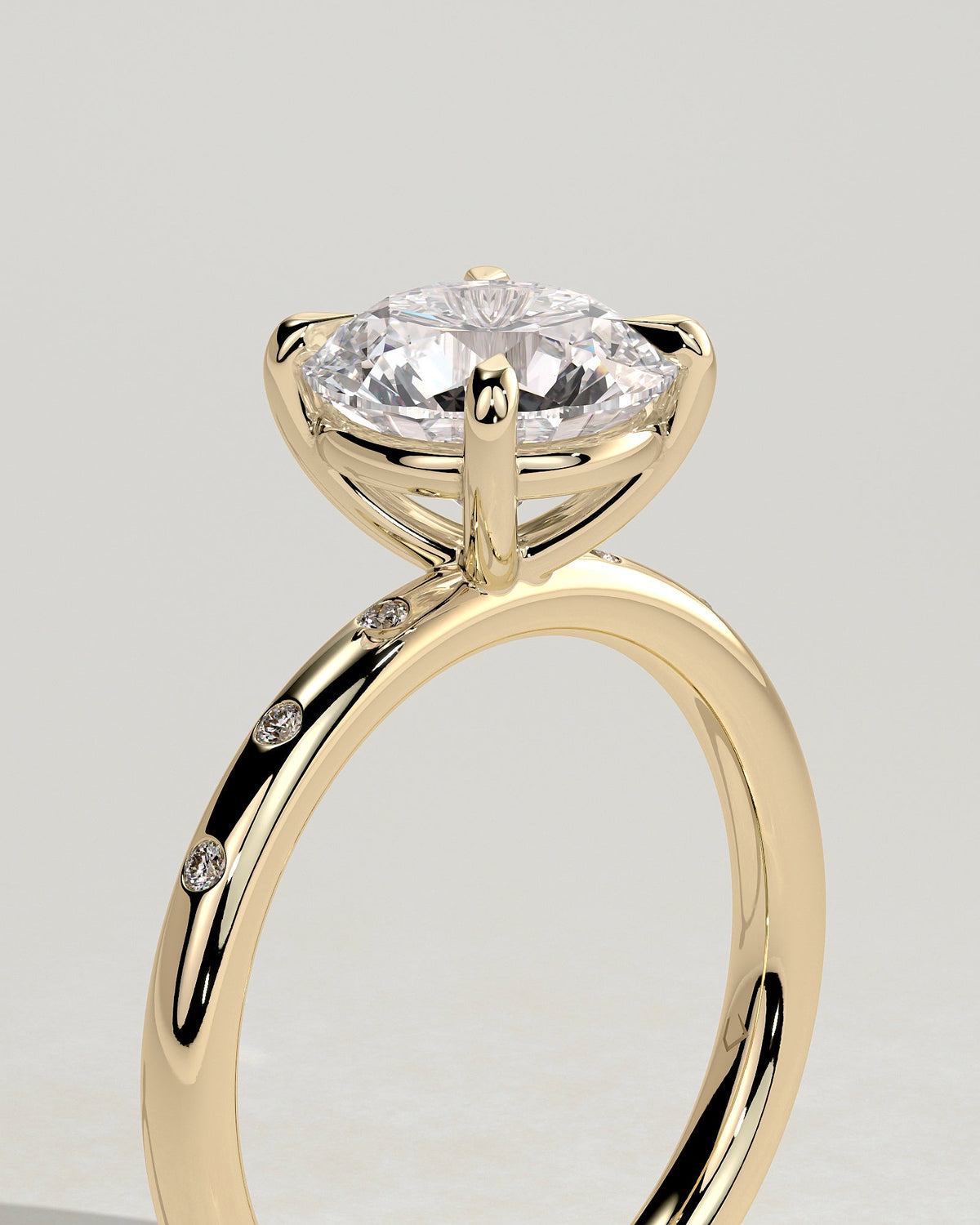 Round Dainty Pave Lab Grown Diamond Engagement Ring