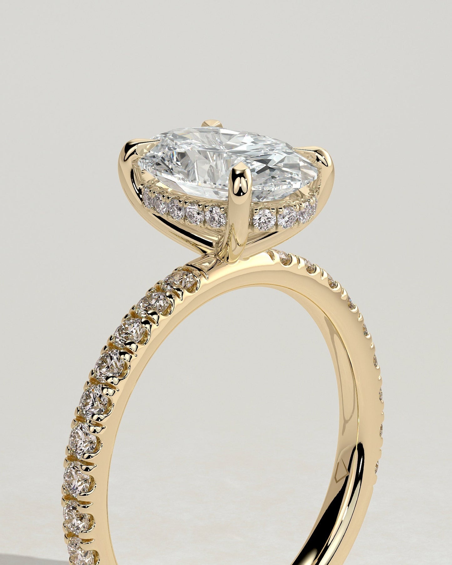 Oval Hidden Halo & Pave Lab Grown Diamond Engagement Ring