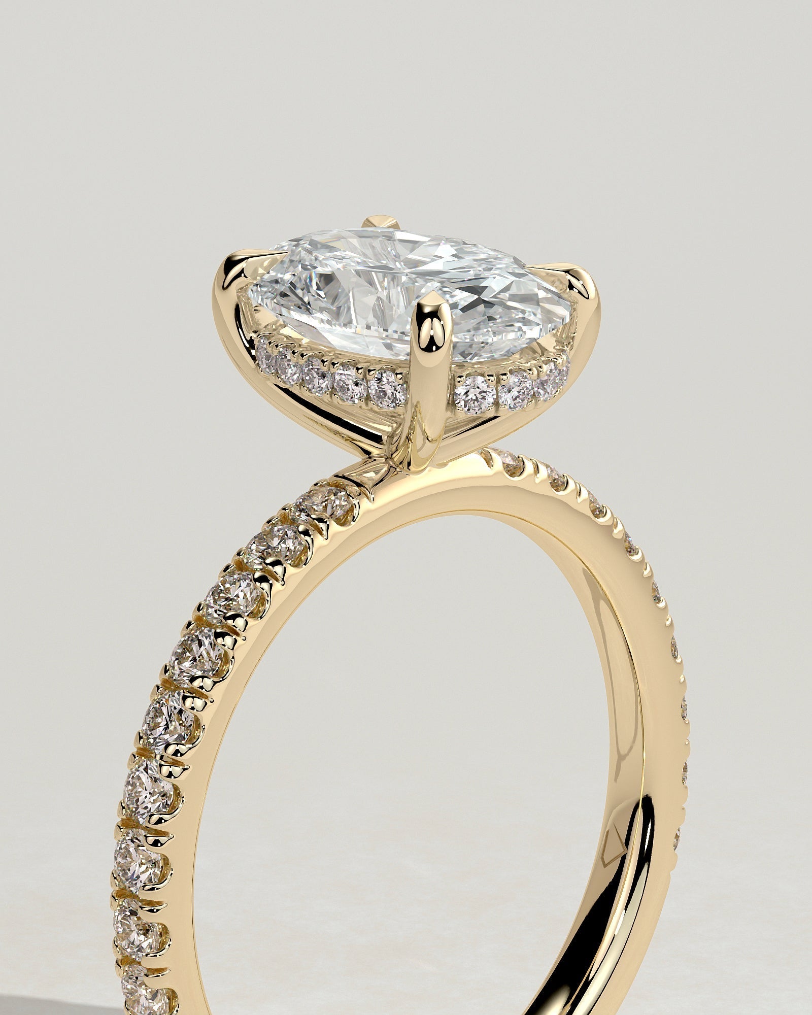 Oval Hidden Halo & Pave Lab Grown Diamond Engagement Ring