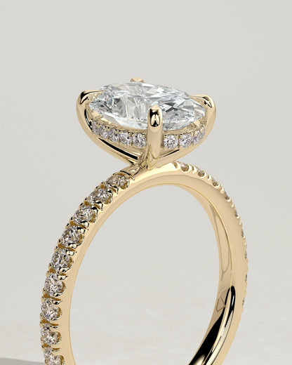 Oval Hidden Halo & Pave Lab Grown Diamond Engagement Ring