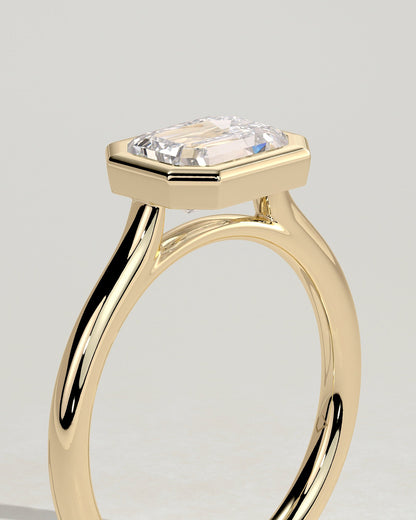 Emerald East West Solitaire Lab Grown Diamond Engagement Ring