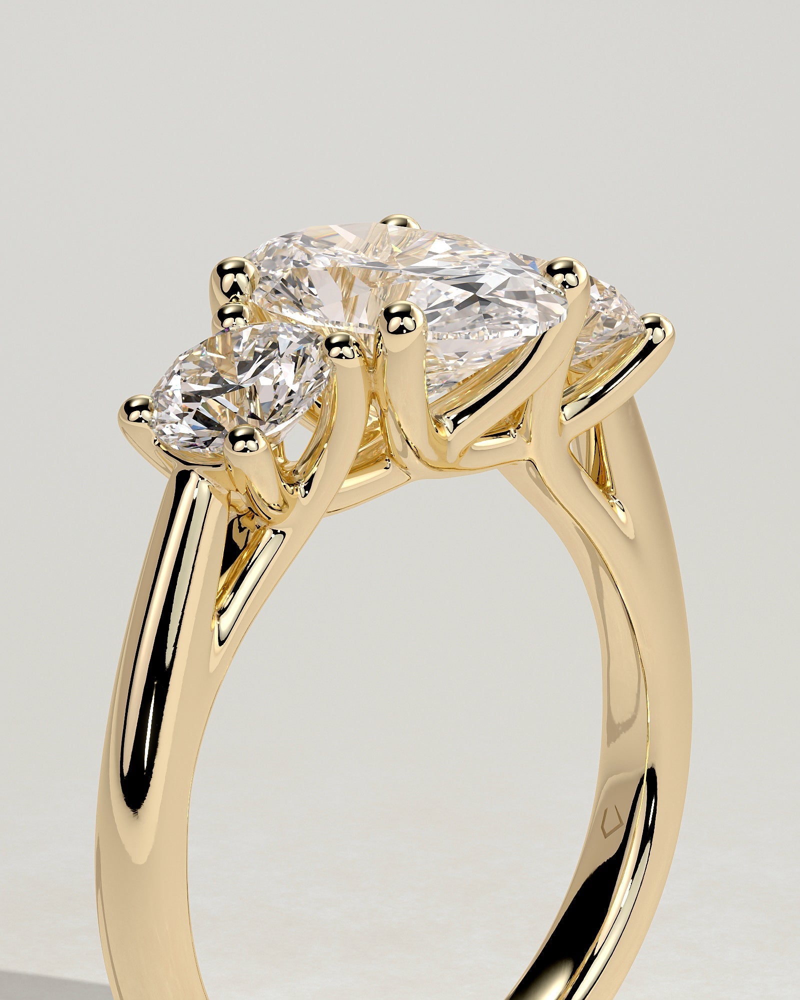 Oval Three Stones Lab Grown Diamond Engagement Ring