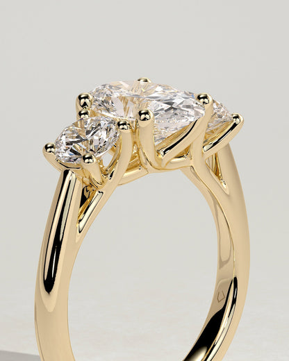 Oval Three Stones Lab Grown Diamond Engagement Ring