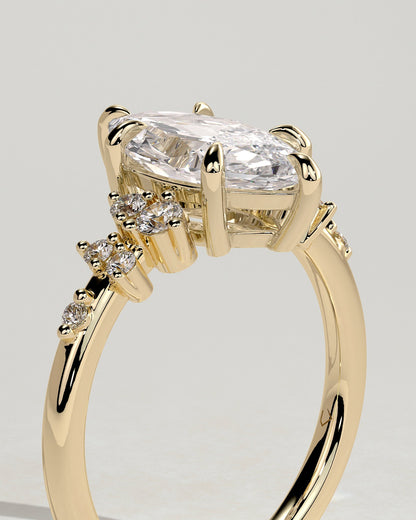 Marquise Cluster Lab Grown Diamond Engagement Ring
