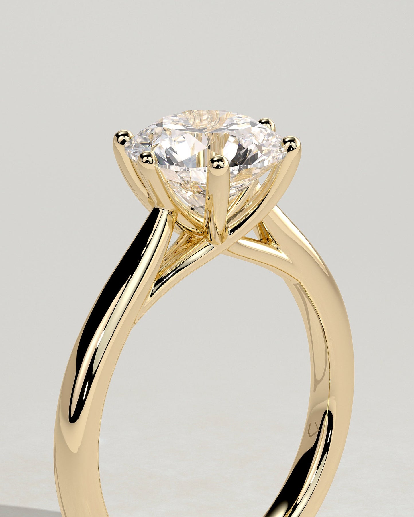 Round Solitaire & Cathedral Lab Grown Diamond Engagement Ring