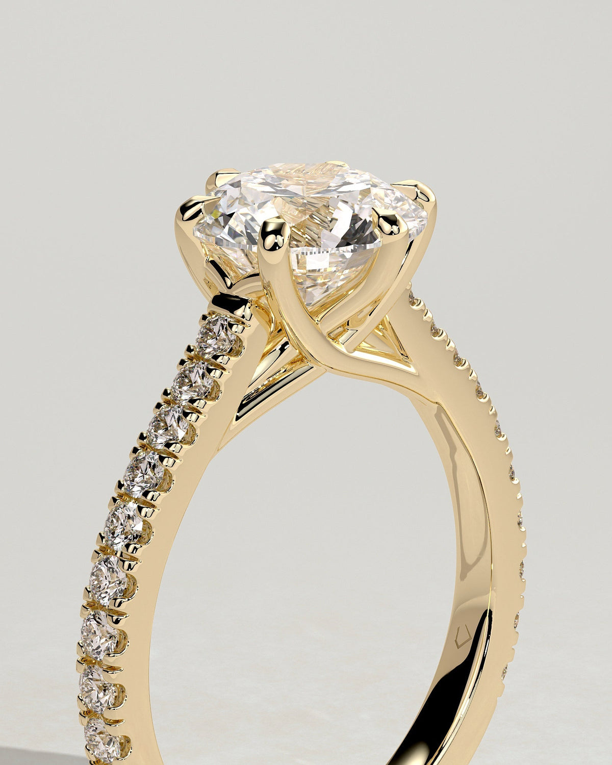 Round Pave & Cathedral Lab Grown Diamond Engagement Ring