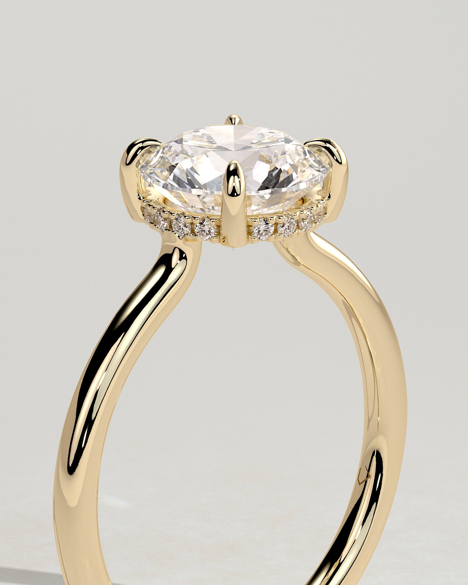 Round Hidden Halo Lab Grown Diamond Engagement Ring