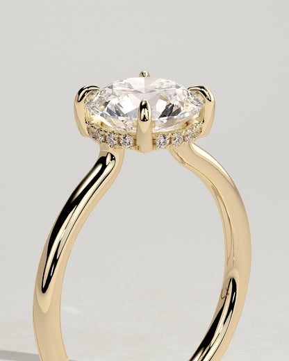 Round Hidden Halo Lab Grown Diamond Engagement Ring