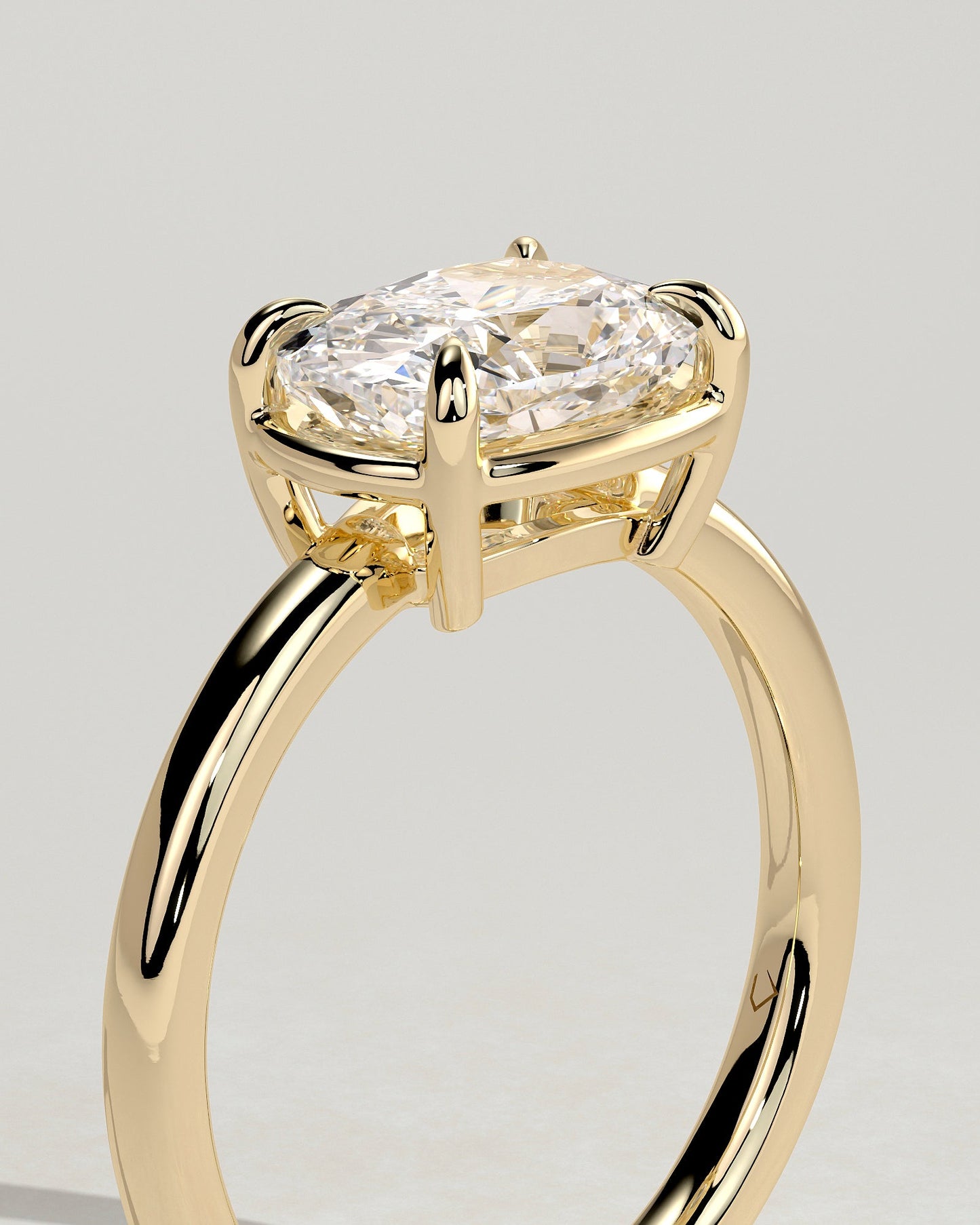 Elongated Cushion East West Solitaire Lab Grown Diamond Engagement Ring