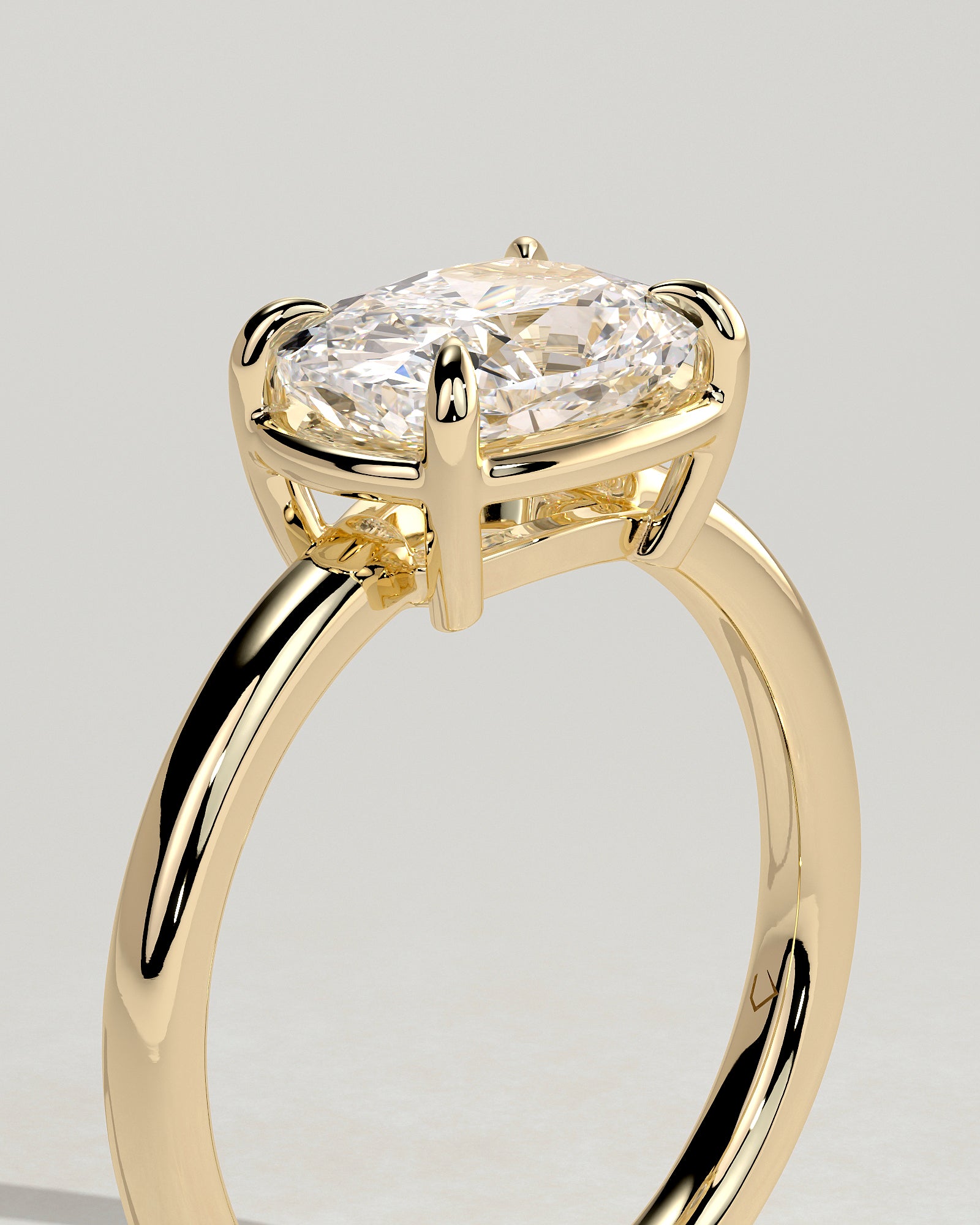 Elongated Cushion East West Solitaire Lab Grown Diamond Engagement Ring