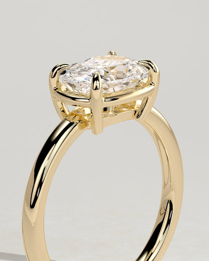 Elongated Cushion East West Solitaire Lab Grown Diamond Engagement Ring