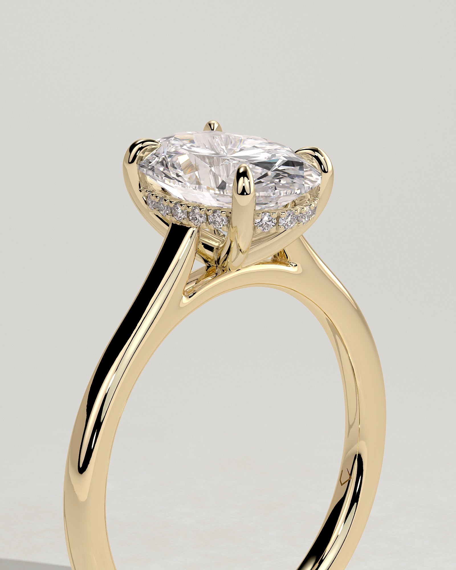 Oval Hidden Halo & Cathedral Lab Grown Diamond Engagement Ring