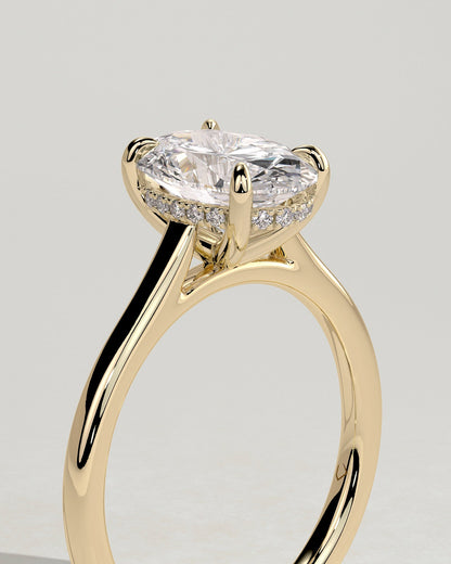 Oval Hidden Halo & Cathedral Lab Grown Diamond Engagement Ring