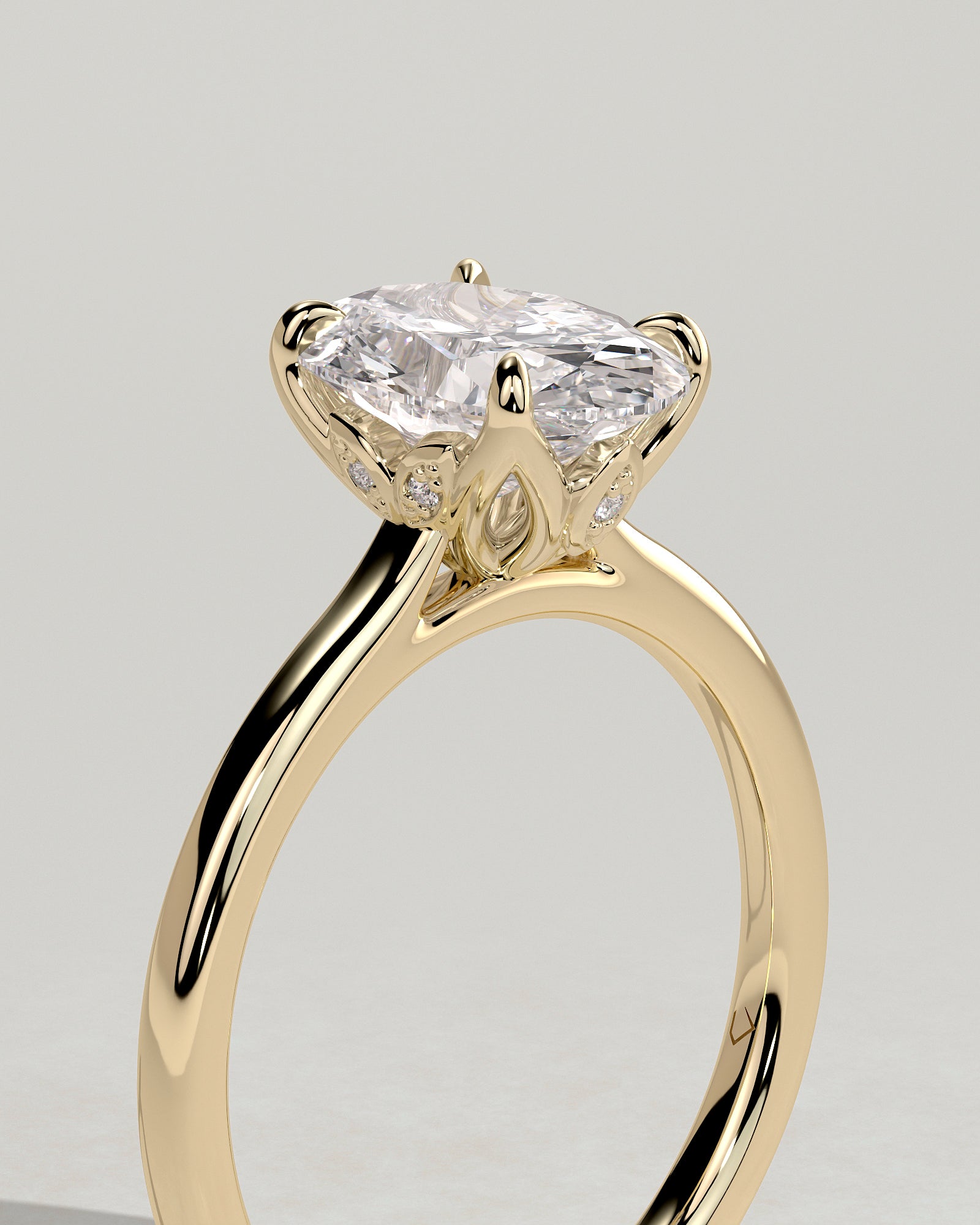 Oval Solitaire With Tulip Prongs Lab Grown Diamond Engagement Ring