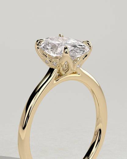 Oval Solitaire With Tulip Prongs Lab Grown Diamond Engagement Ring