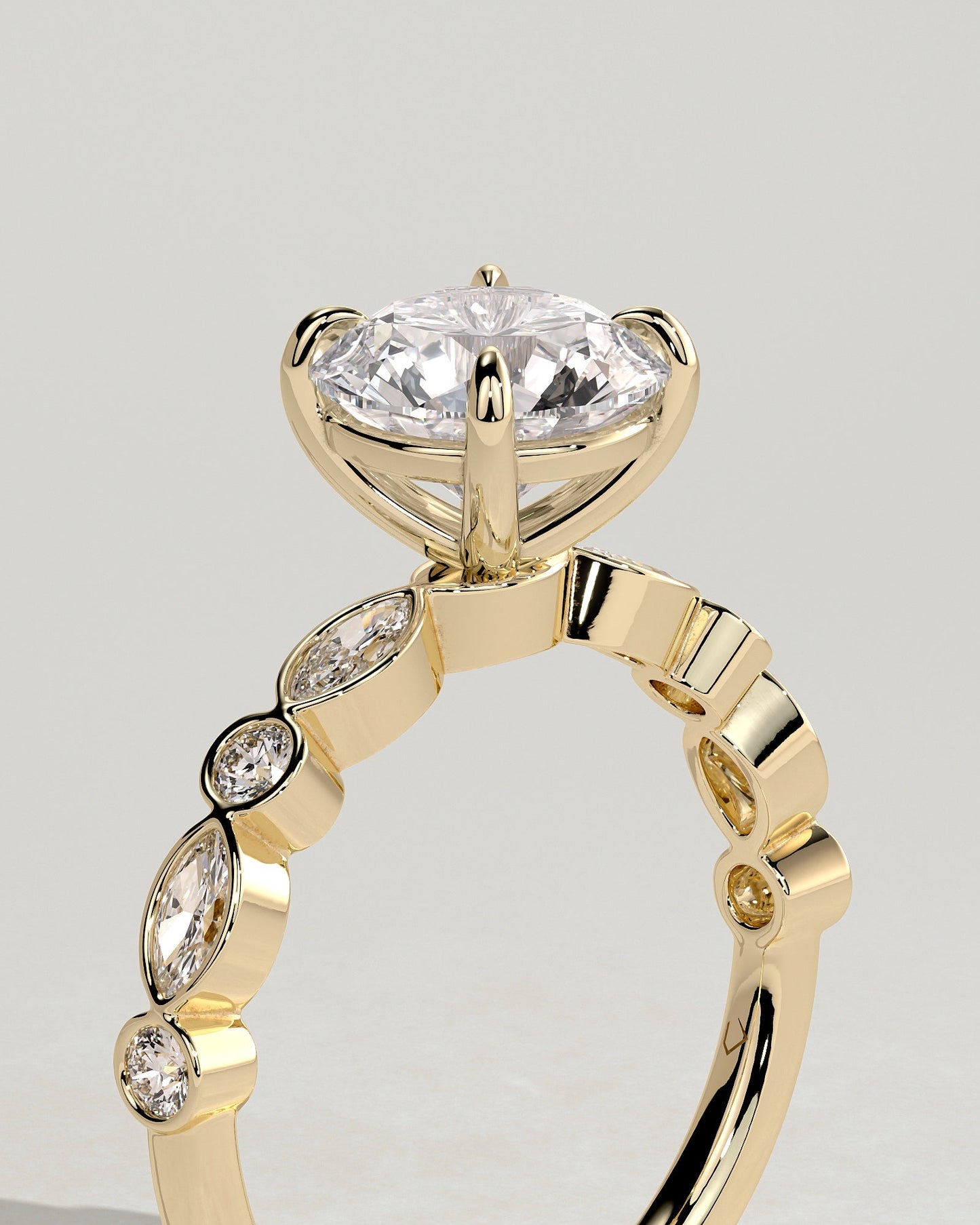 Round Pave Lab Grown Diamond Engagement Ring