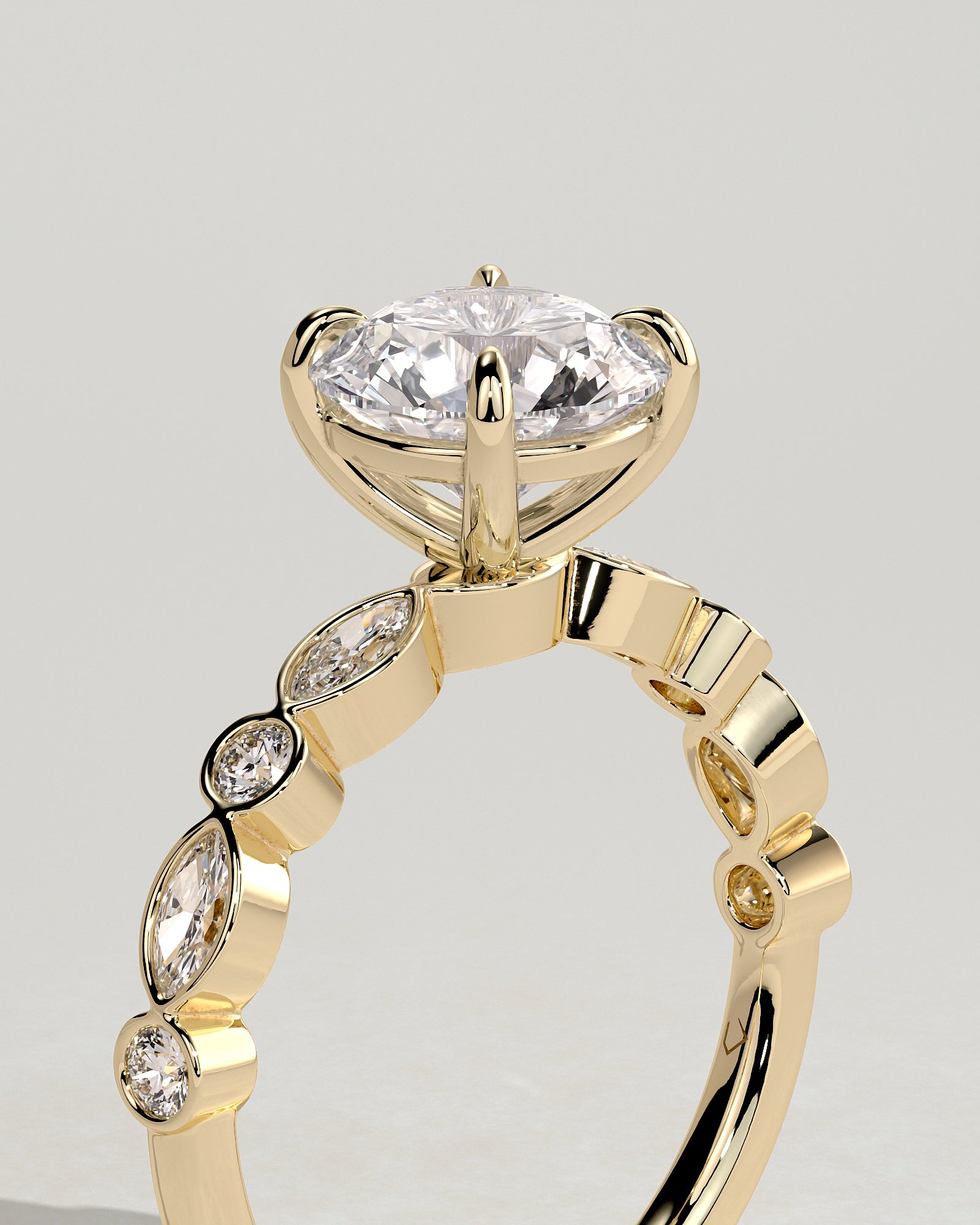 Round Pave Lab Grown Diamond Engagement Ring
