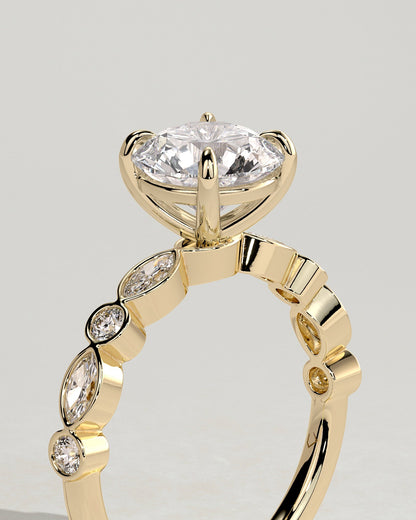 Round Pave Lab Grown Diamond Engagement Ring