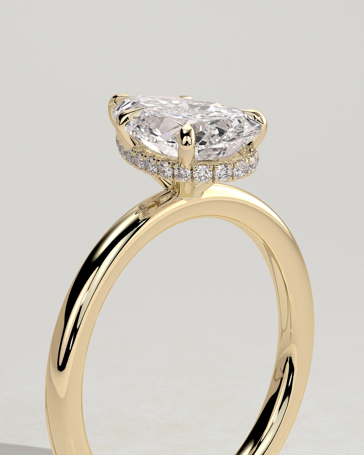 Pear Hidden Halo Lab Grown Diamond Engagement Ring