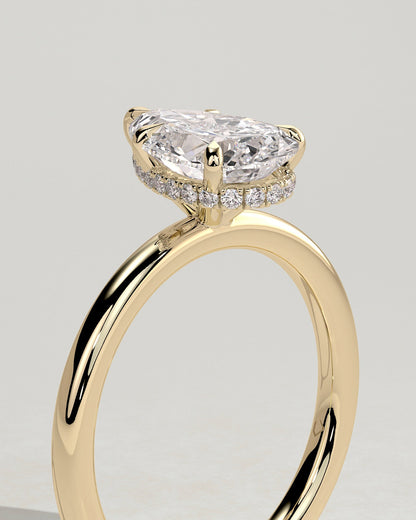 Pear Hidden Halo Lab Grown Diamond Engagement Ring