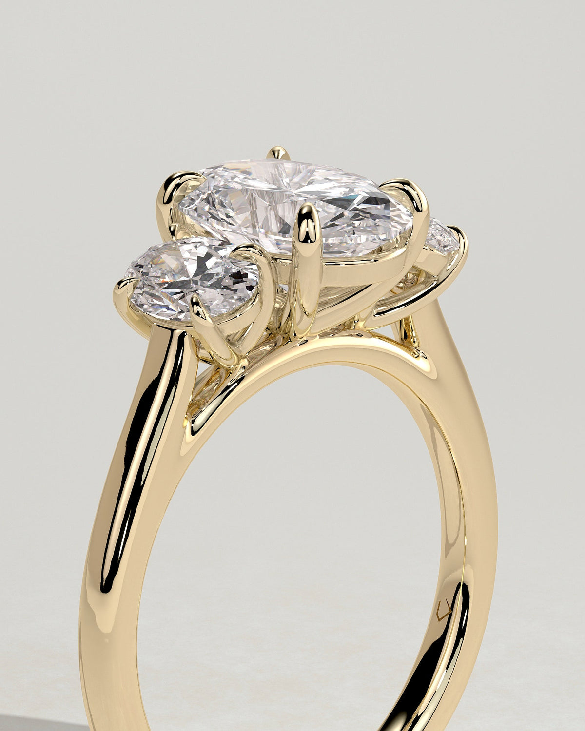 Oval Three Stones Lab Grown Diamond Engagement Ring