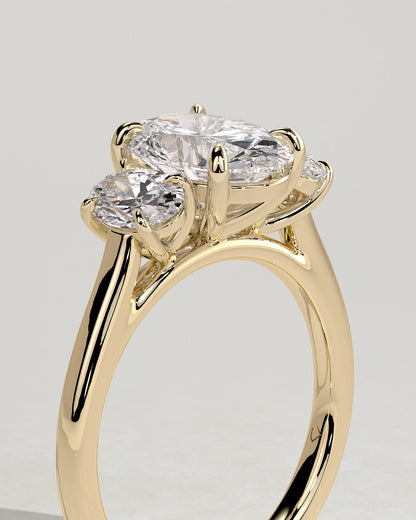 Oval Three Stones Lab Grown Diamond Engagement Ring