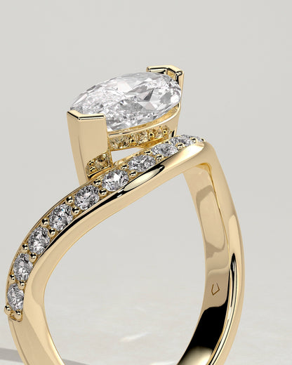 Marquise Bold Swirl Pave Lab Grown Diamond Engagement Ring