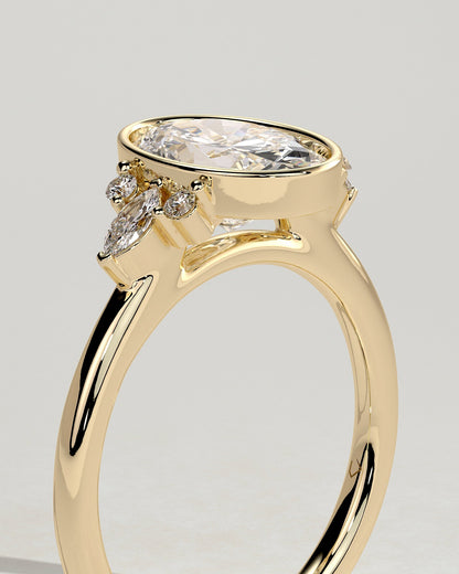 Oval Bezel Cluster Lab Grown Diamond Engagement Ring