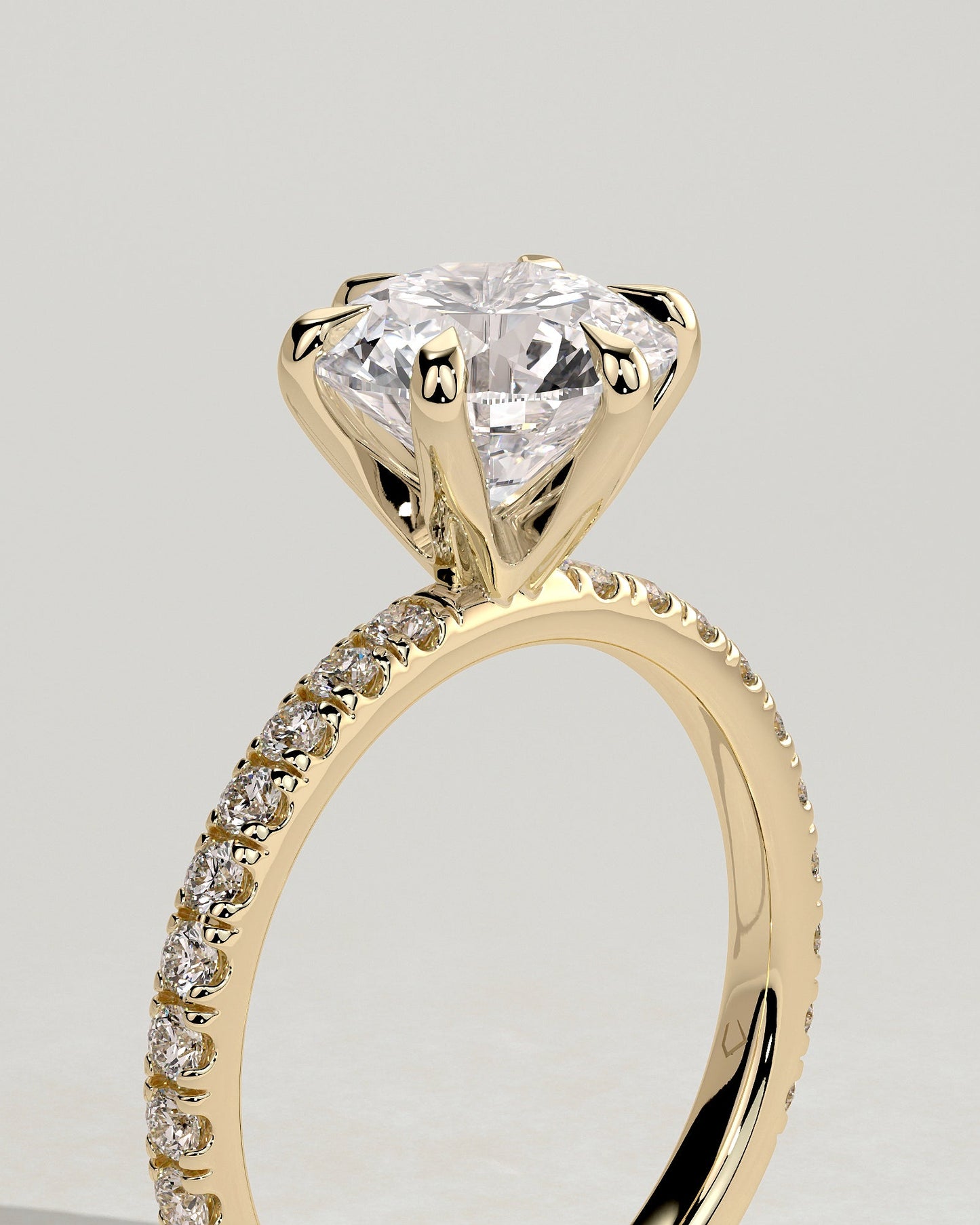Round Pave Lab Grown Diamond Engagement Ring