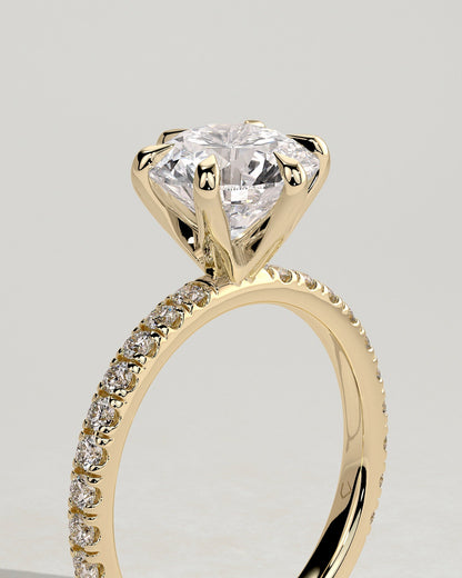 Round Pave Lab Grown Diamond Engagement Ring