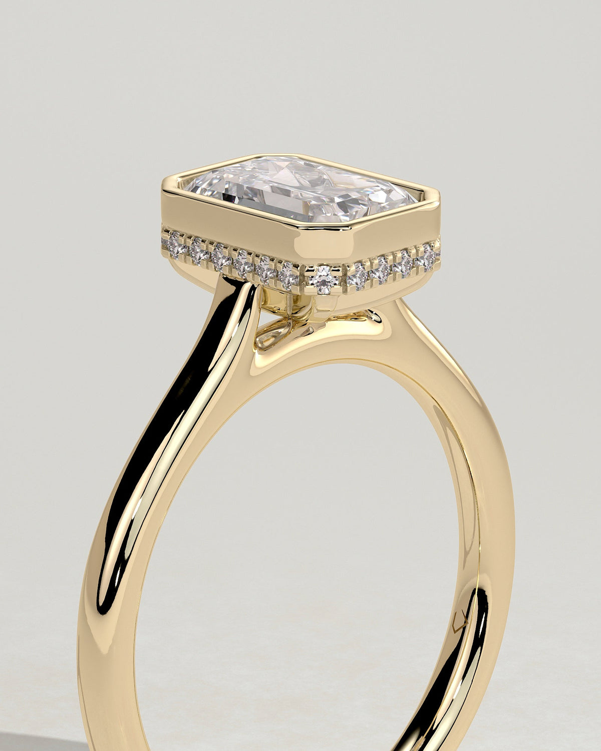 Emerald Bezel & Hidden Halo Lab Grown Diamond Engagement Ring