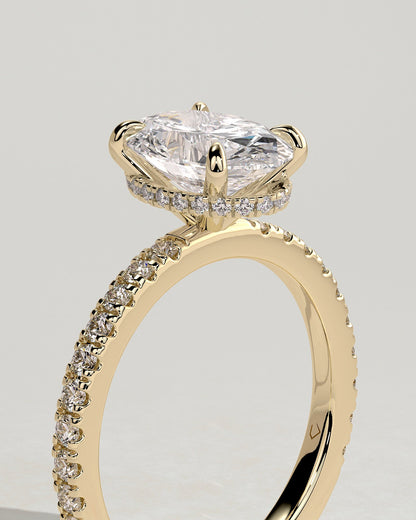 Oval Hidden Halo and Pave Lab Grown Diamond Engagement Ring