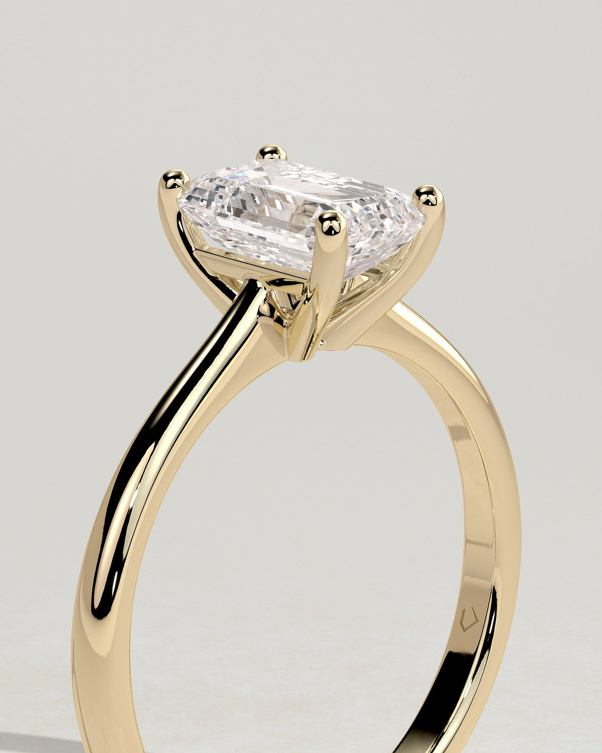 Emerald Solitaire Lab Grown Diamond Engagement Ring