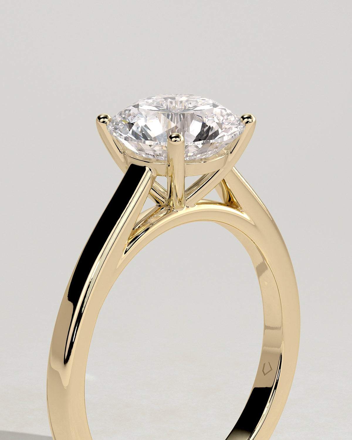 Round Solitaire & Cathedral Lab Grown Diamond Engagement Ring