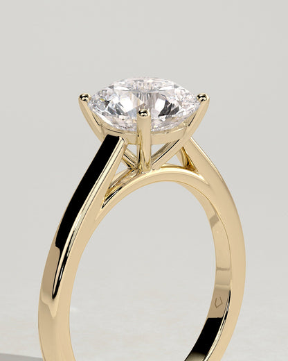 Round Solitaire & Cathedral Lab Grown Diamond Engagement Ring