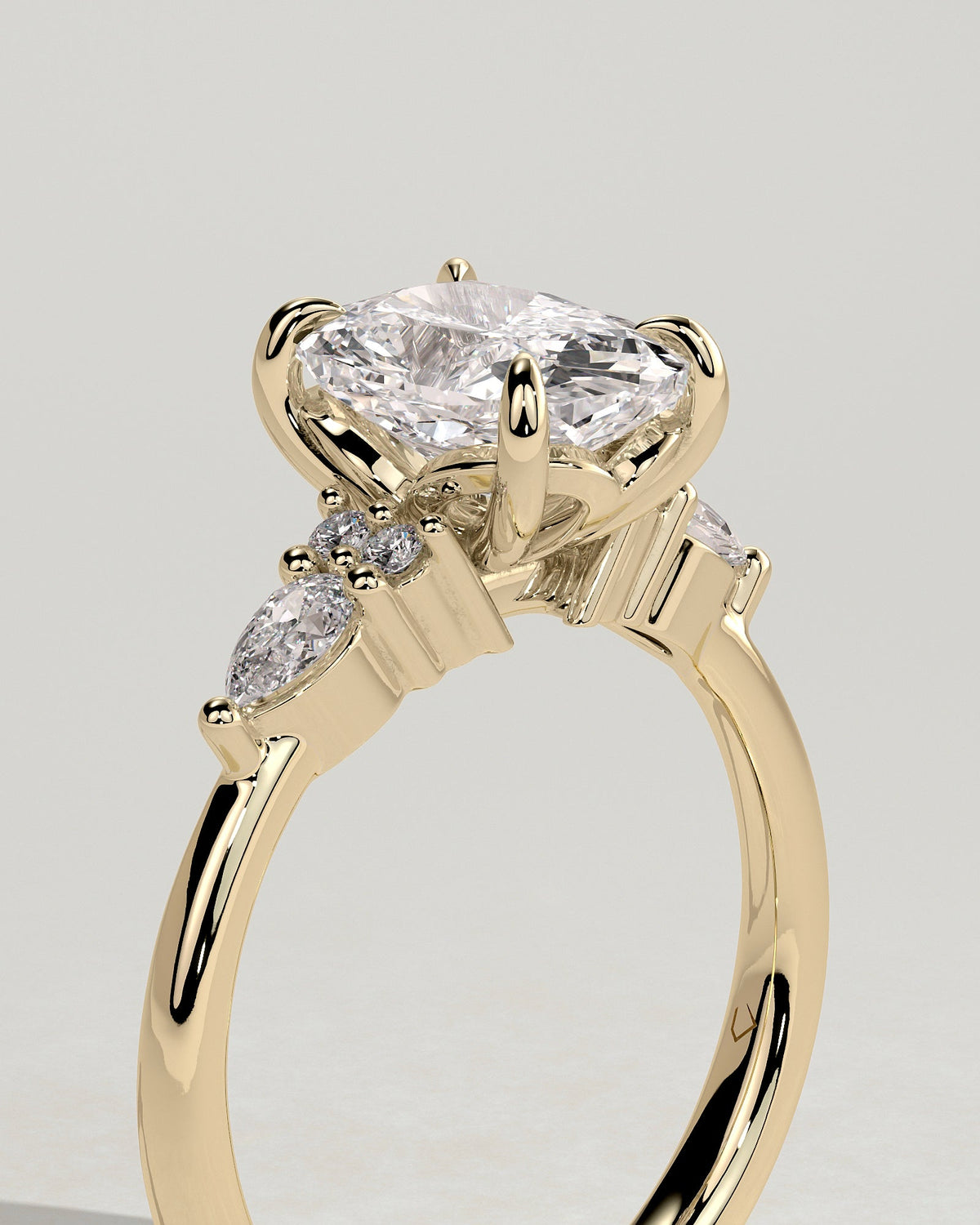 Elongated Cushion Cluster Lab Grown Diamond Engagement Ring