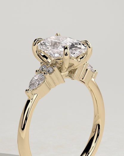 Elongated Cushion Cluster Lab Grown Diamond Engagement Ring