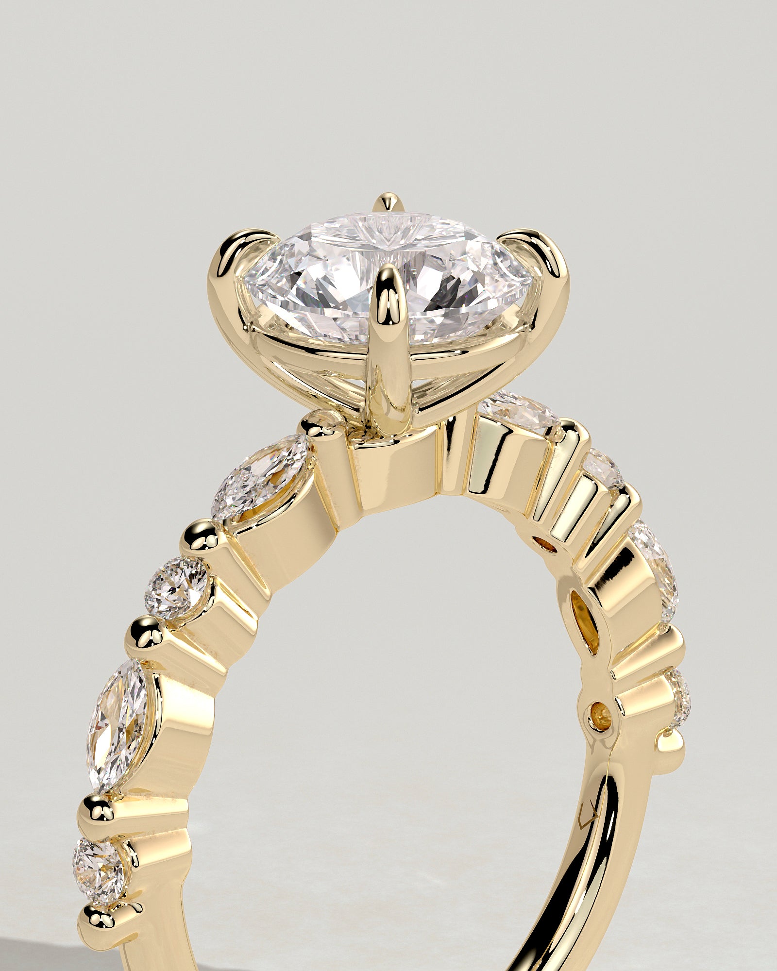 Round Pave Lab Grown Diamond Engagement Ring