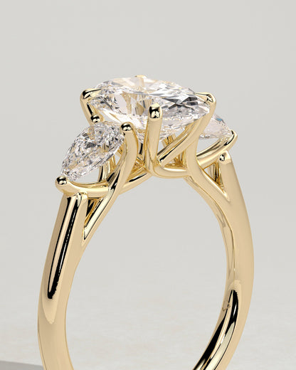 Oval Three Stones Lab Grown Diamond Engagement Ring