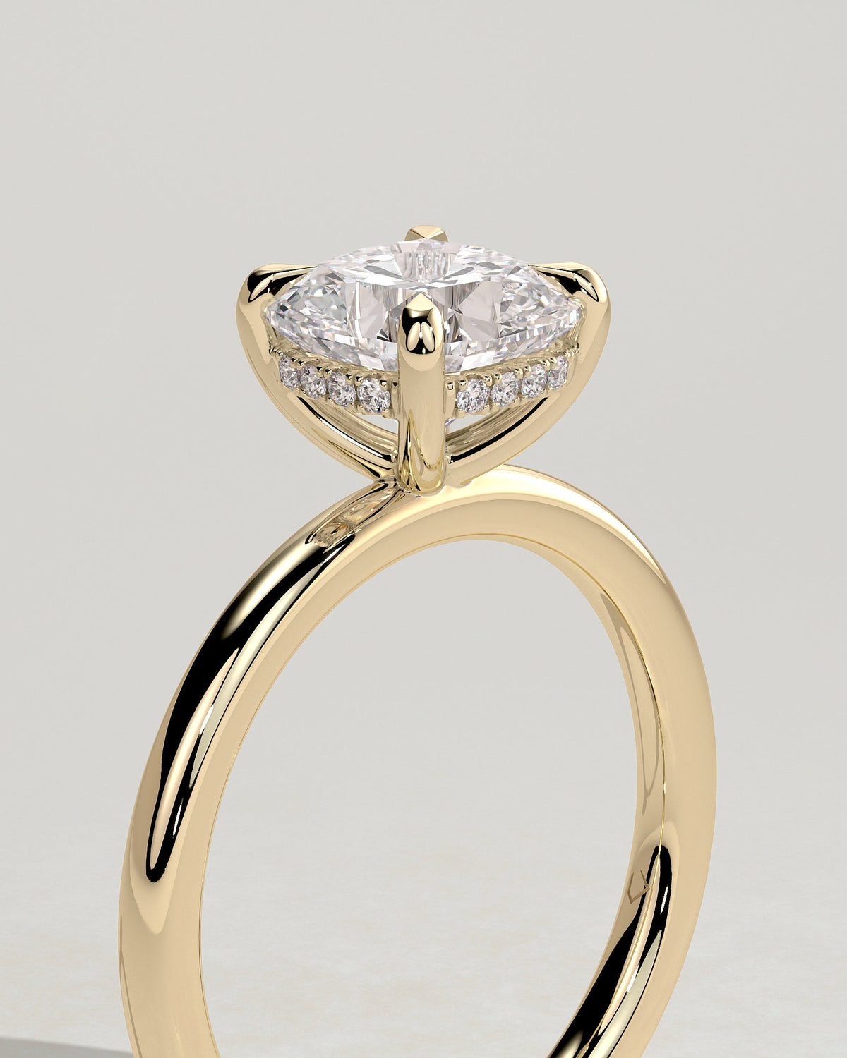Cushion Hidden Halo Lab Grown Diamond Engagement Ring