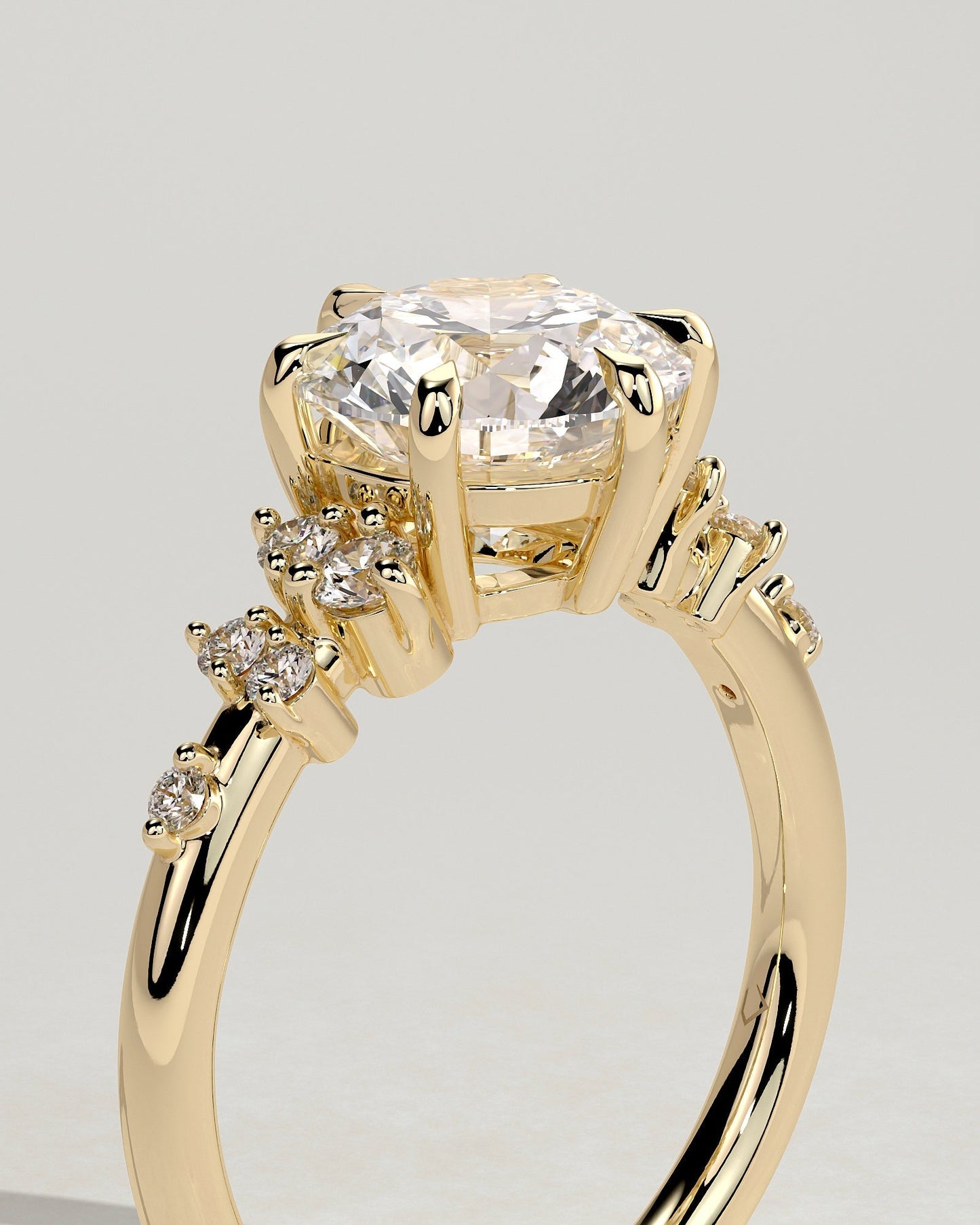Round Cluster Lab Grown Diamond Engagement Ring