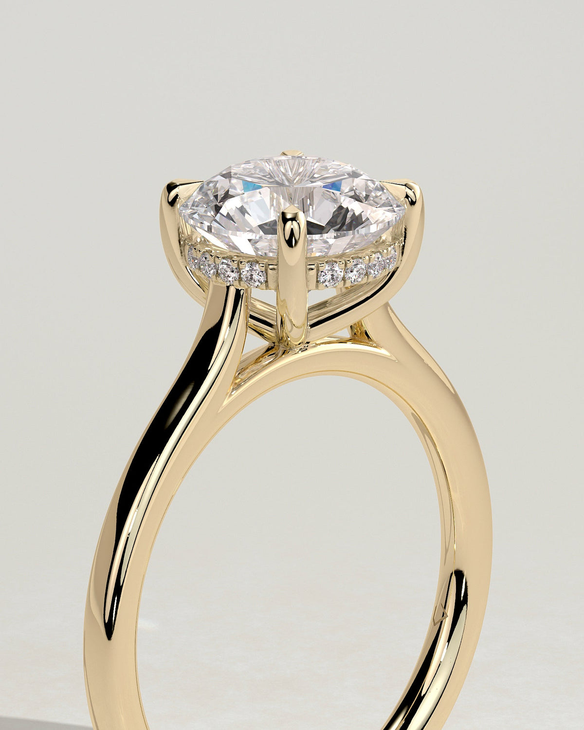Round Cathedral & Hidden Halo Lab Grown Diamond Engagement Ring