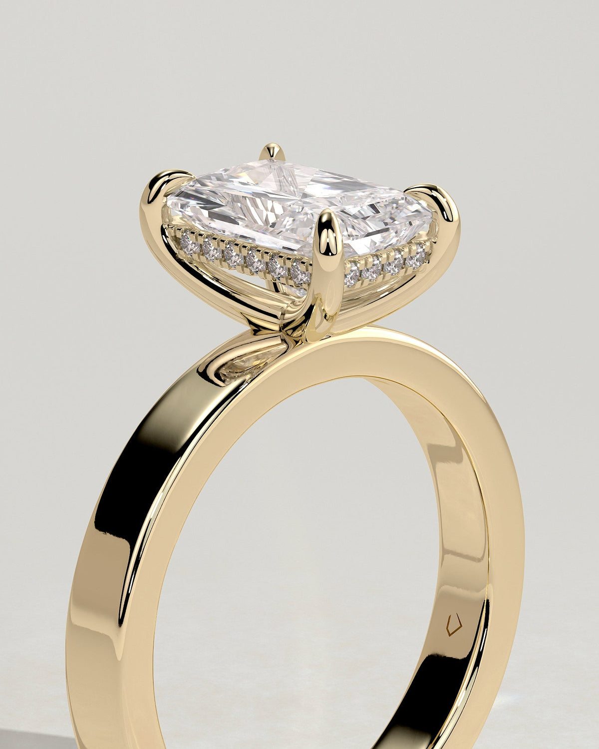 Radiant Bold Hidden Halo Lab Grown Diamond Engagement Ring
