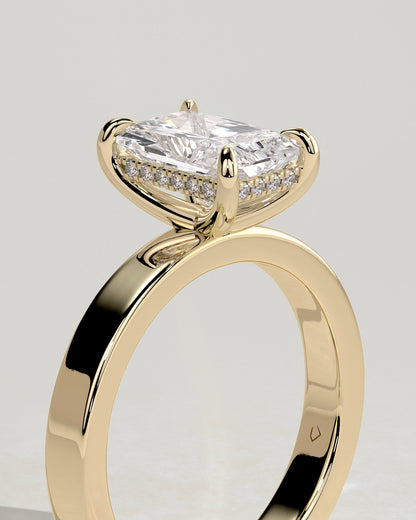 Radiant Bold Hidden Halo Lab Grown Diamond Engagement Ring