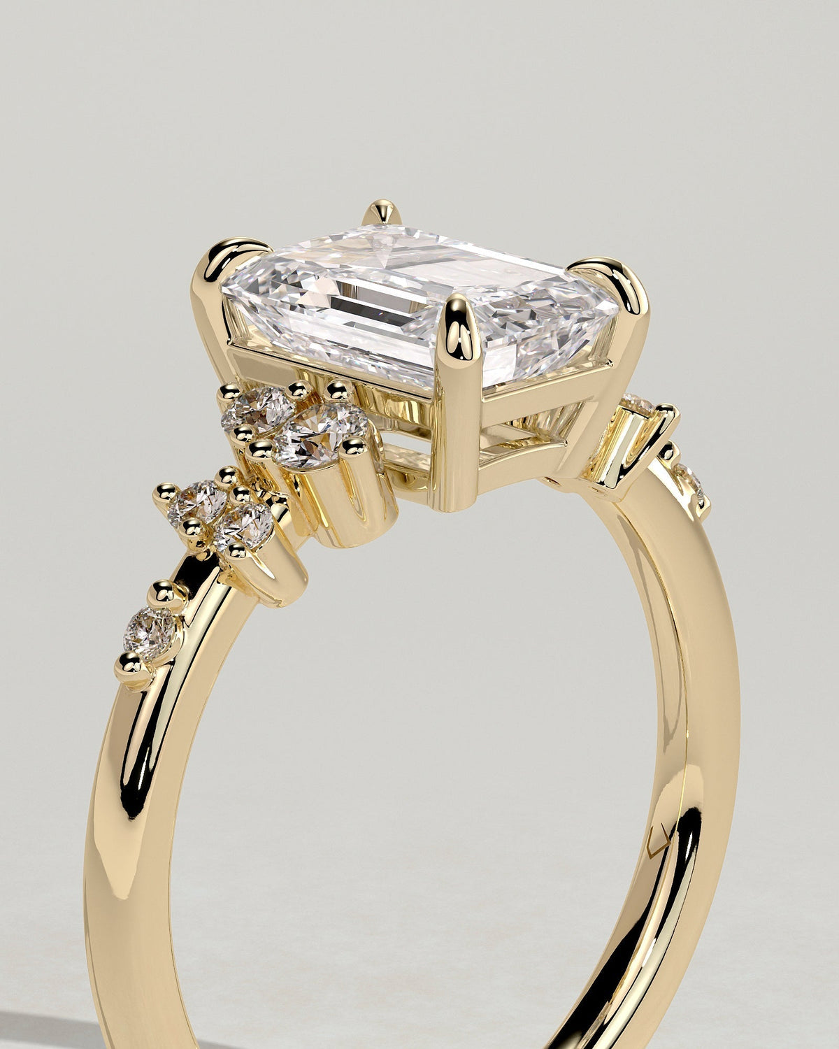 Emerald Cluster Lab Grown Diamond Engagement Ring