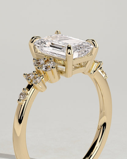 Emerald Cluster Lab Grown Diamond Engagement Ring